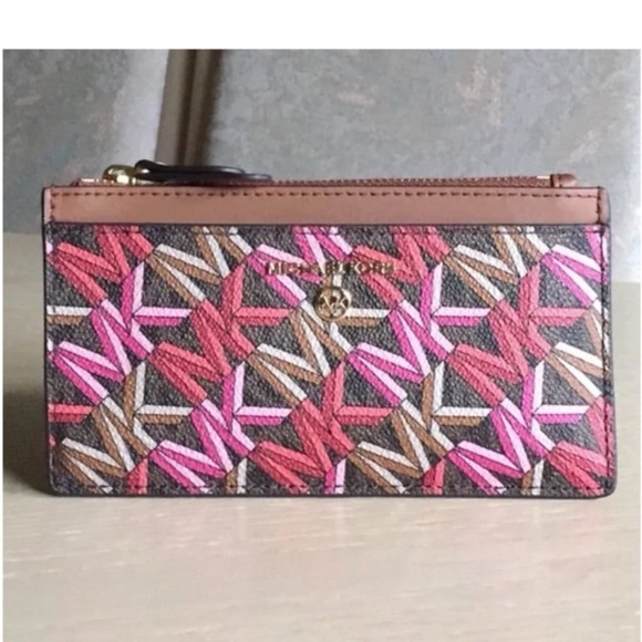 Michael Kors Brown Multi Slim Card Case - Picture 1 of 8